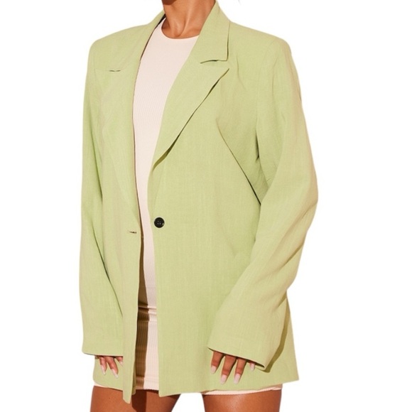 Pretty Little Things NWT Pistachio Oversized Drapey Button Blazer | Size:6 - Picture 1 of 11